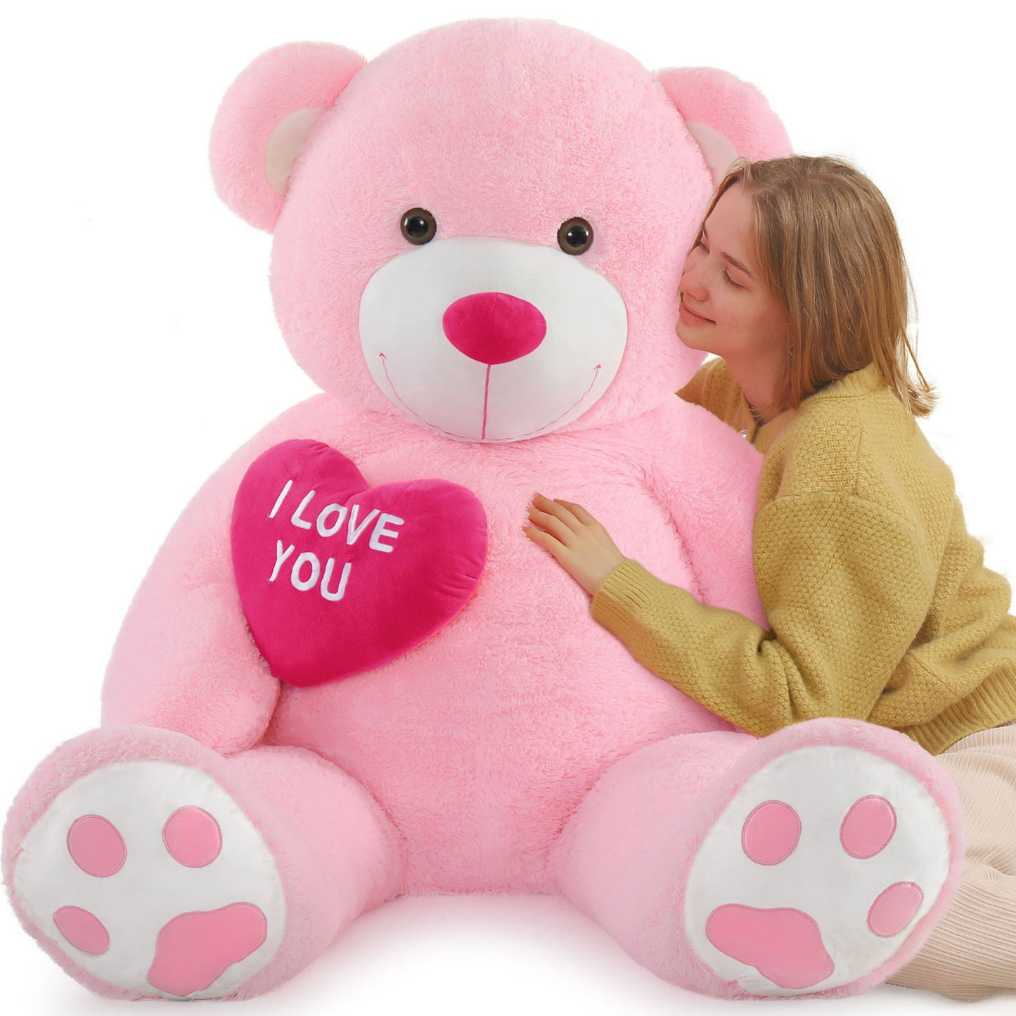 5ft Teddy Bear Stuffed Animal Big Bear with I Love You Heart Plush Toy