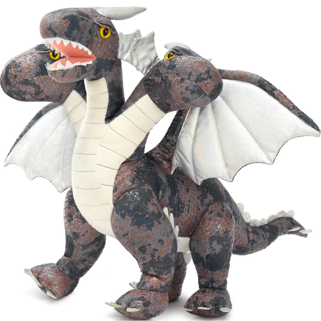 Triple-Headed Flying Dragon Plush Toys, Grey/Pink, 21.6 Inches