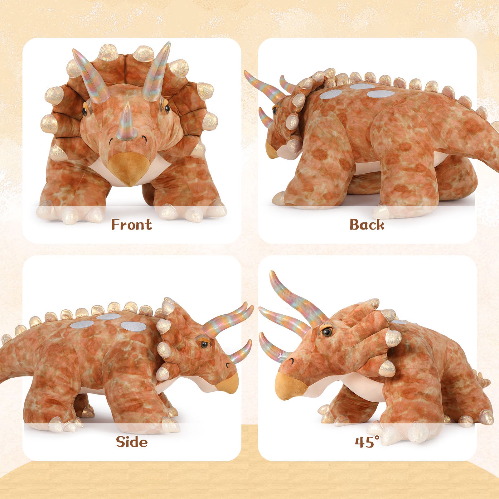 Huge Triceratops Plush Toy Dino Stuffed Animals, 6.4 FT