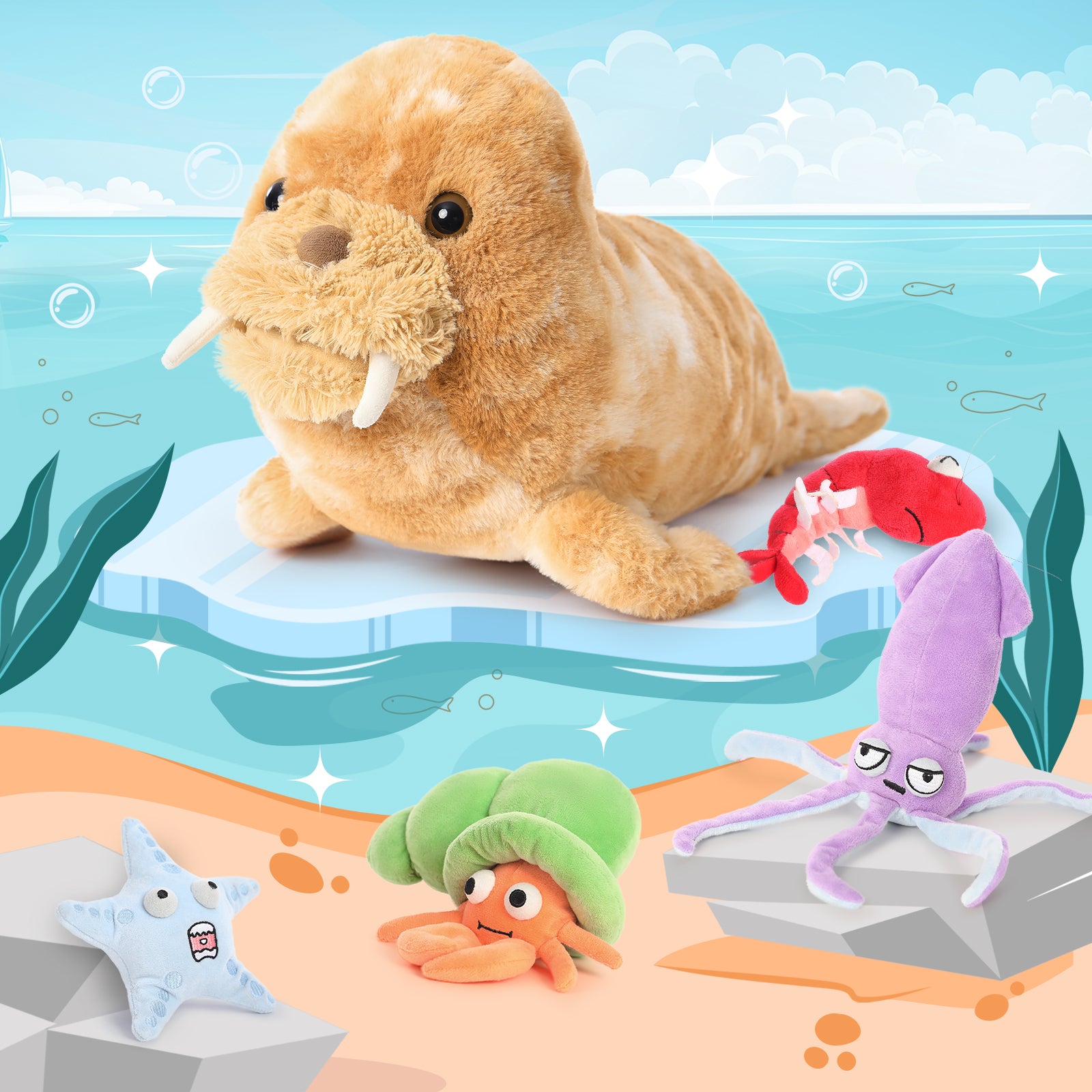 Walrus Plush Toy Ocean Stuffed Animals, 17.7 Inches