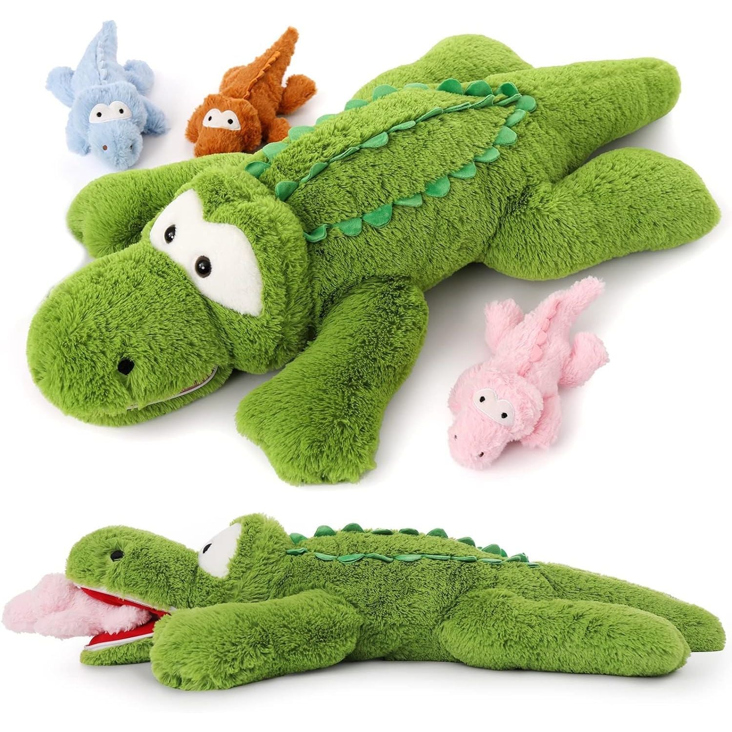 Alligator-Plüschspielzeug-Set, grün, 36 Zoll