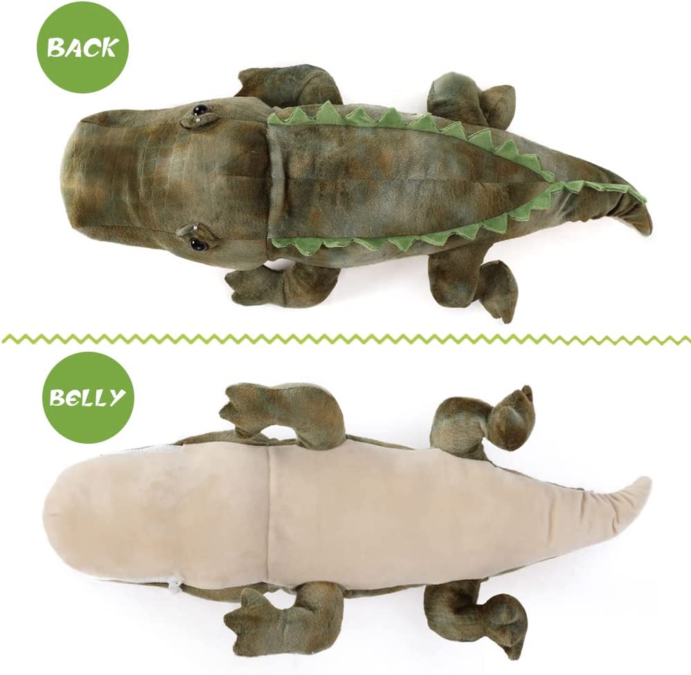 Alligator Stuffed Animal with 3 Baby Crocodiles, Green, 24 Inches - MorisMos Plush Toys