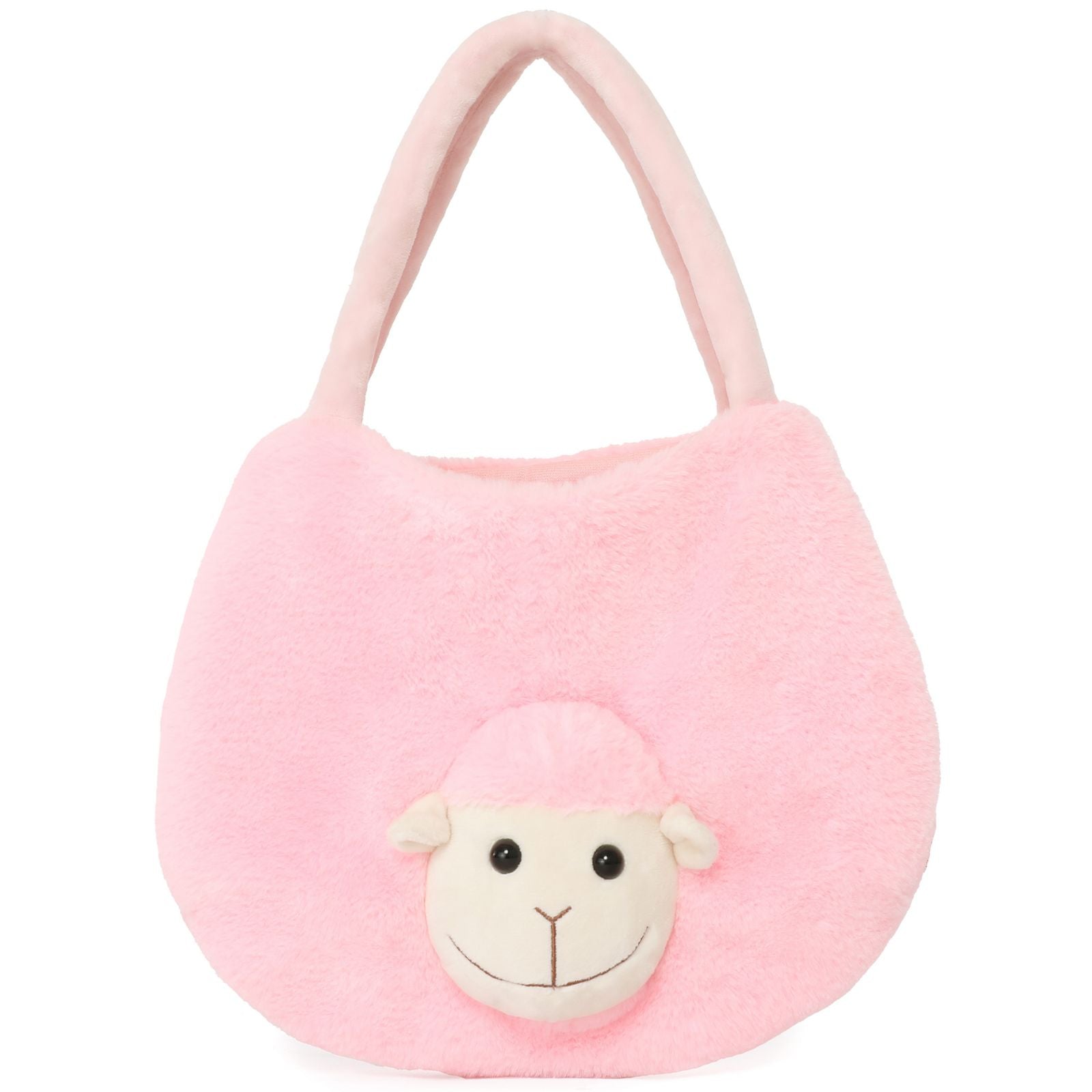 Alpaca Handbag with an Alpaca Plush Toy, Pink, 11.8 Inches