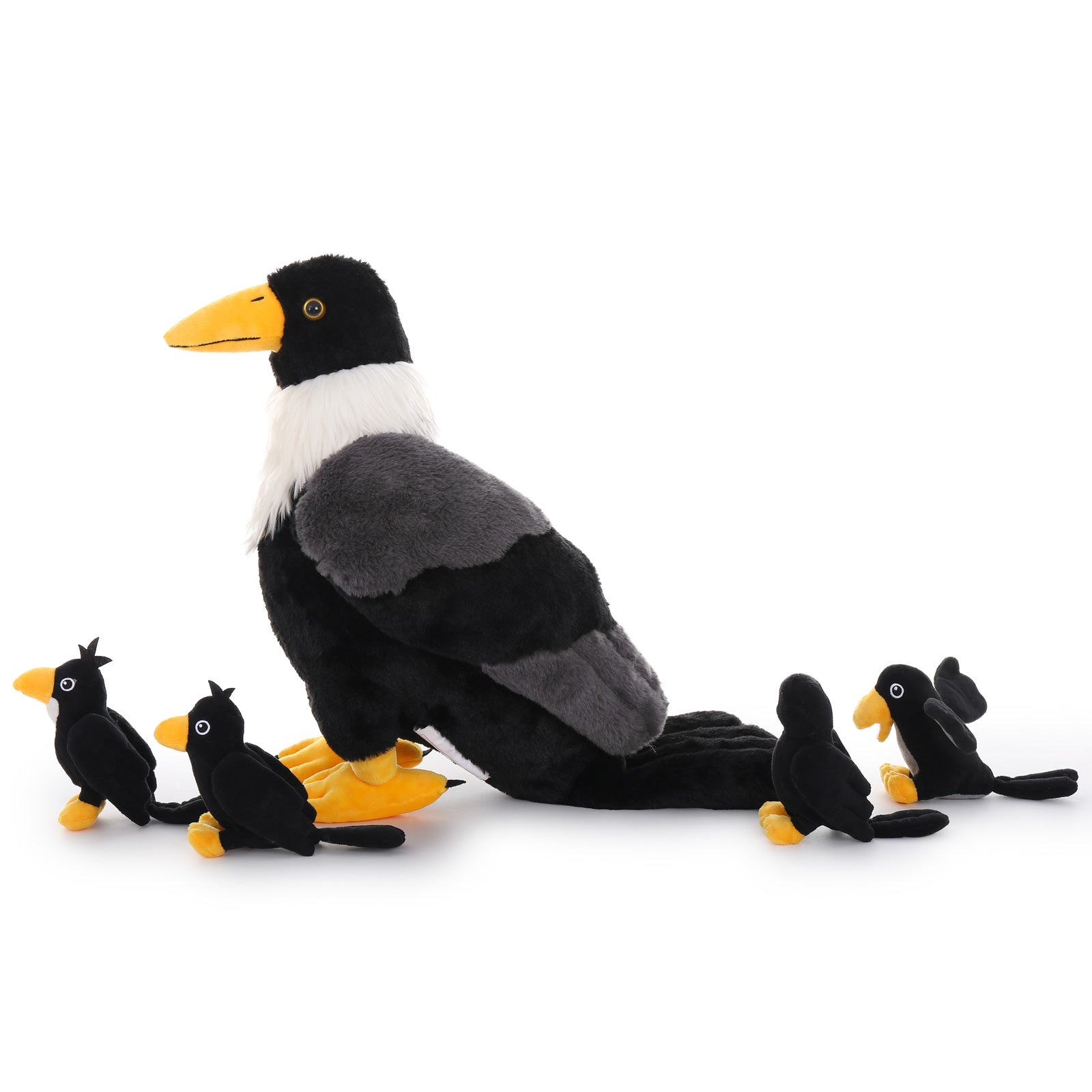 Pied Crow Stuffed Animals Raven Plush Toys, Black, 25.6 Inches