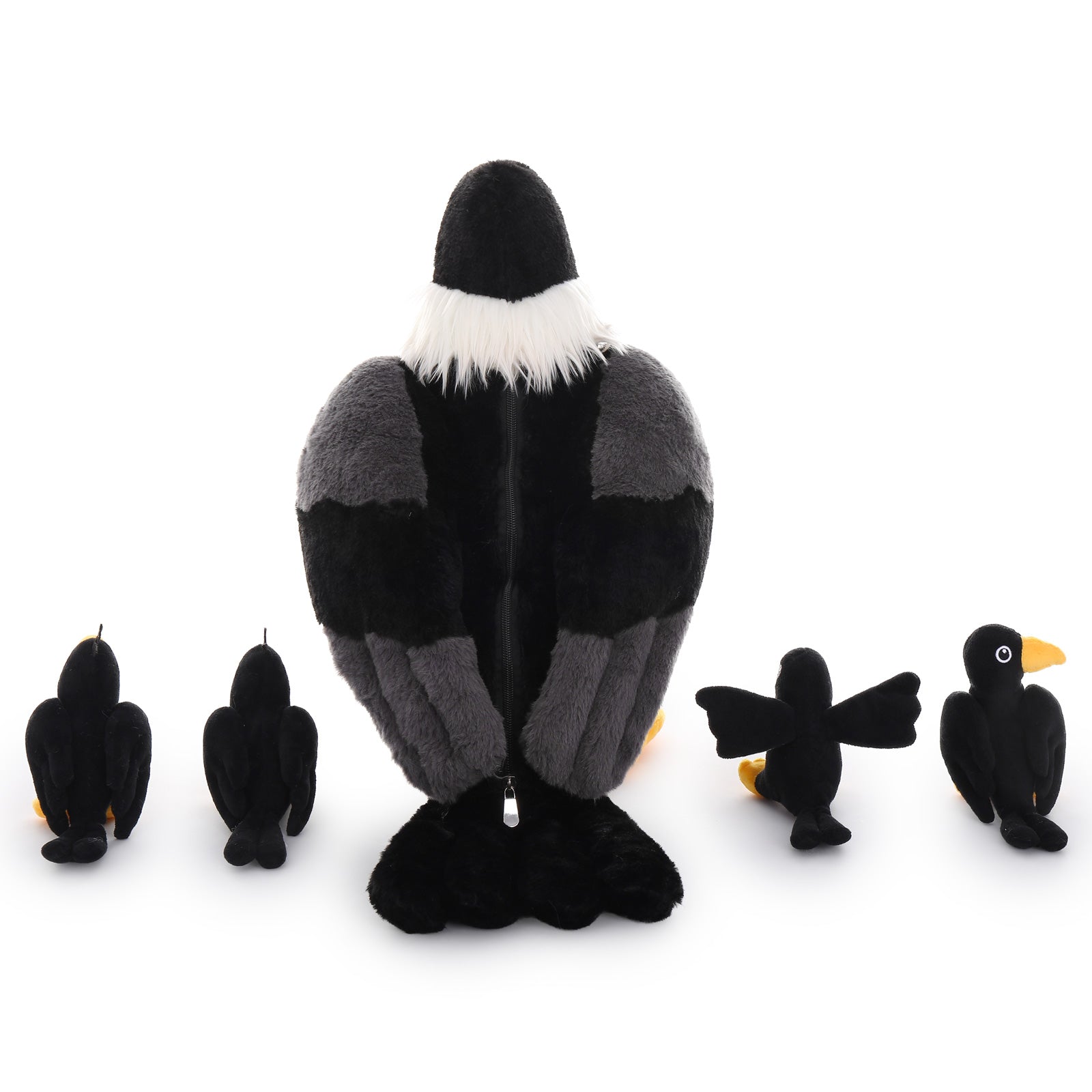 Pied Crow Stuffed Animals Raven Plush Toys, Black, 25.6 Inches