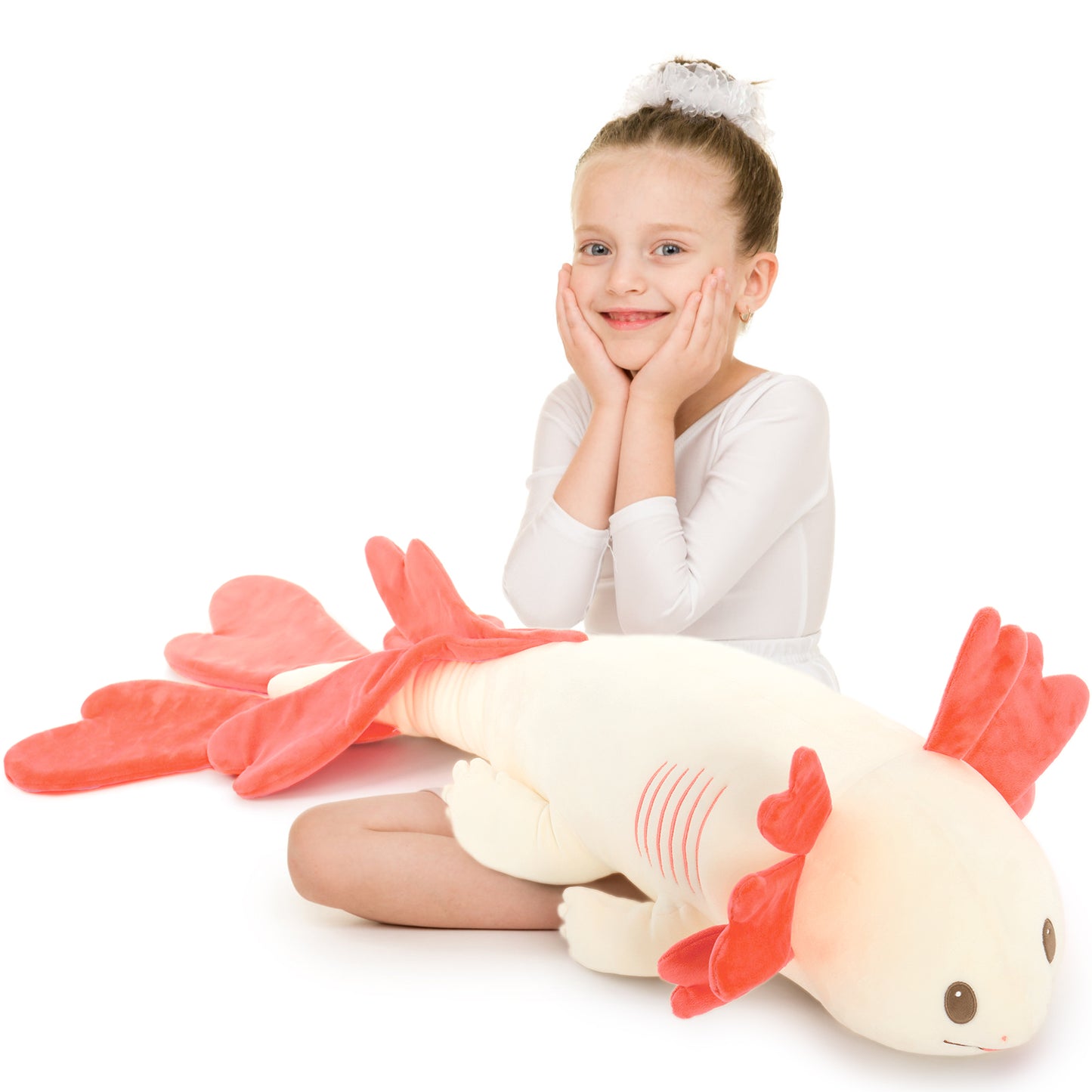 Axolotl Plush Toy Salamander Long Throw Pillow, 43 Inches - MorisMos Stuffed Animals