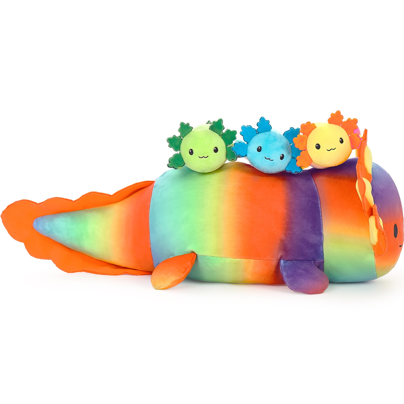 Peluche Axolotl avec 3 bébés, 23,5 pouces