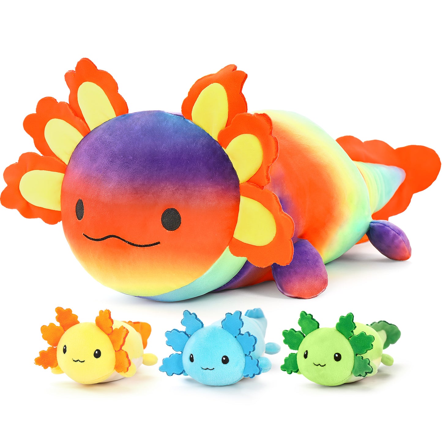 Axolotl Plush Toys, Pink/Blue/Black/Colorful, 23.5 Inches