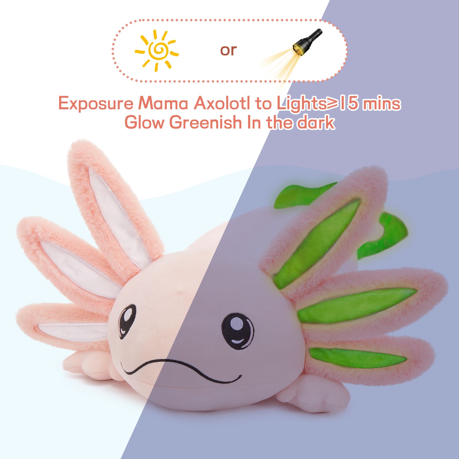 Axolotl Stuffed Animals, Flesh Pink, 31.4 Inches