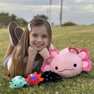 Axolotl Plushie with 3 Babies, 23.5 Inches