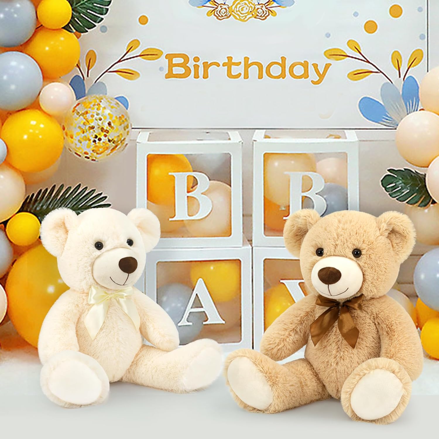 Paquet de 2 jouets en peluche ours en peluche, marron clair/beige, 22 pouces
