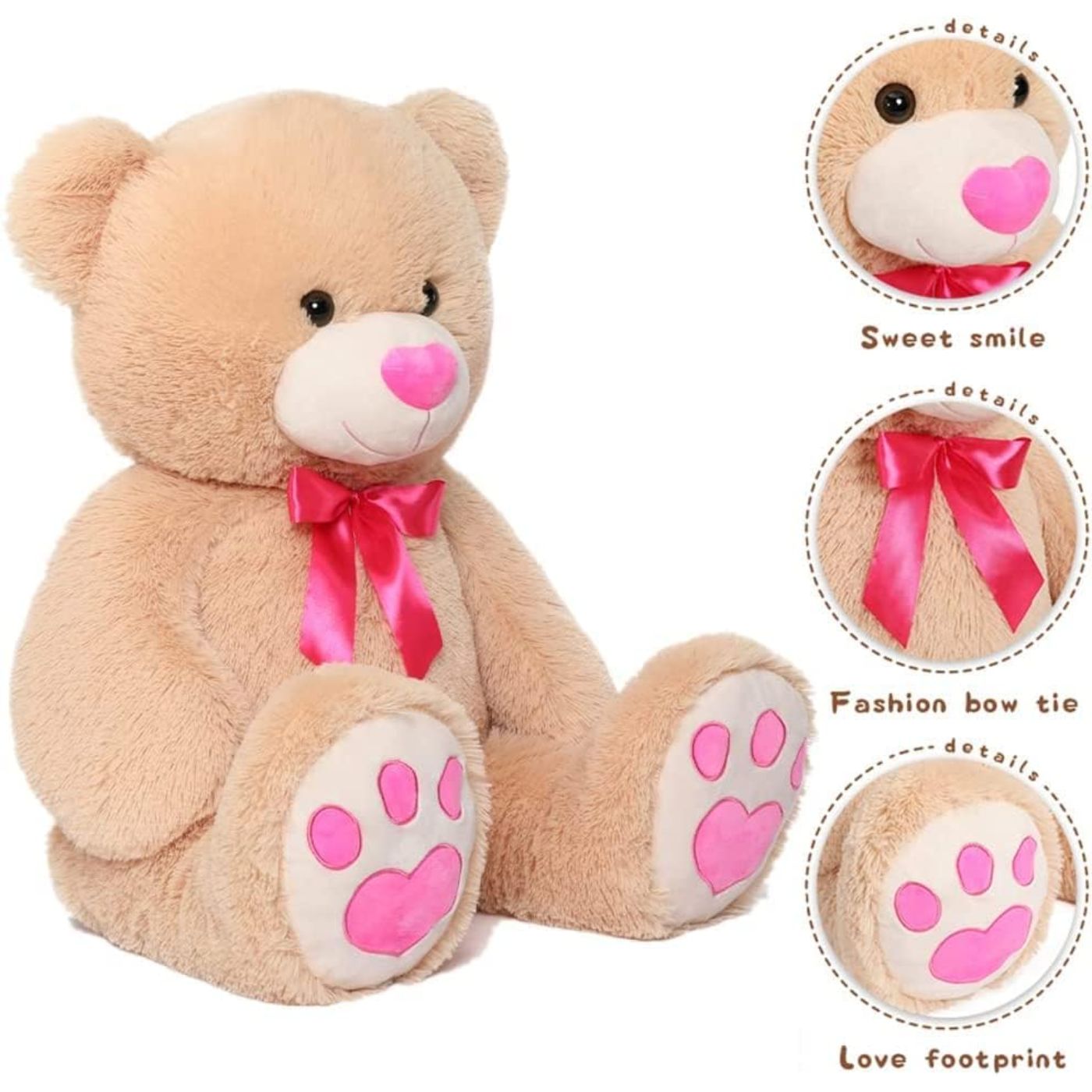 Giant Teddy Bear Stuffed Toy, Light Brown, 36 Inches