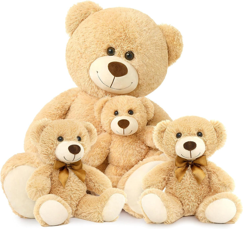 Mama-Teddybär mit 3 Babys, Plüschtier-Set, braun, 39 Zoll