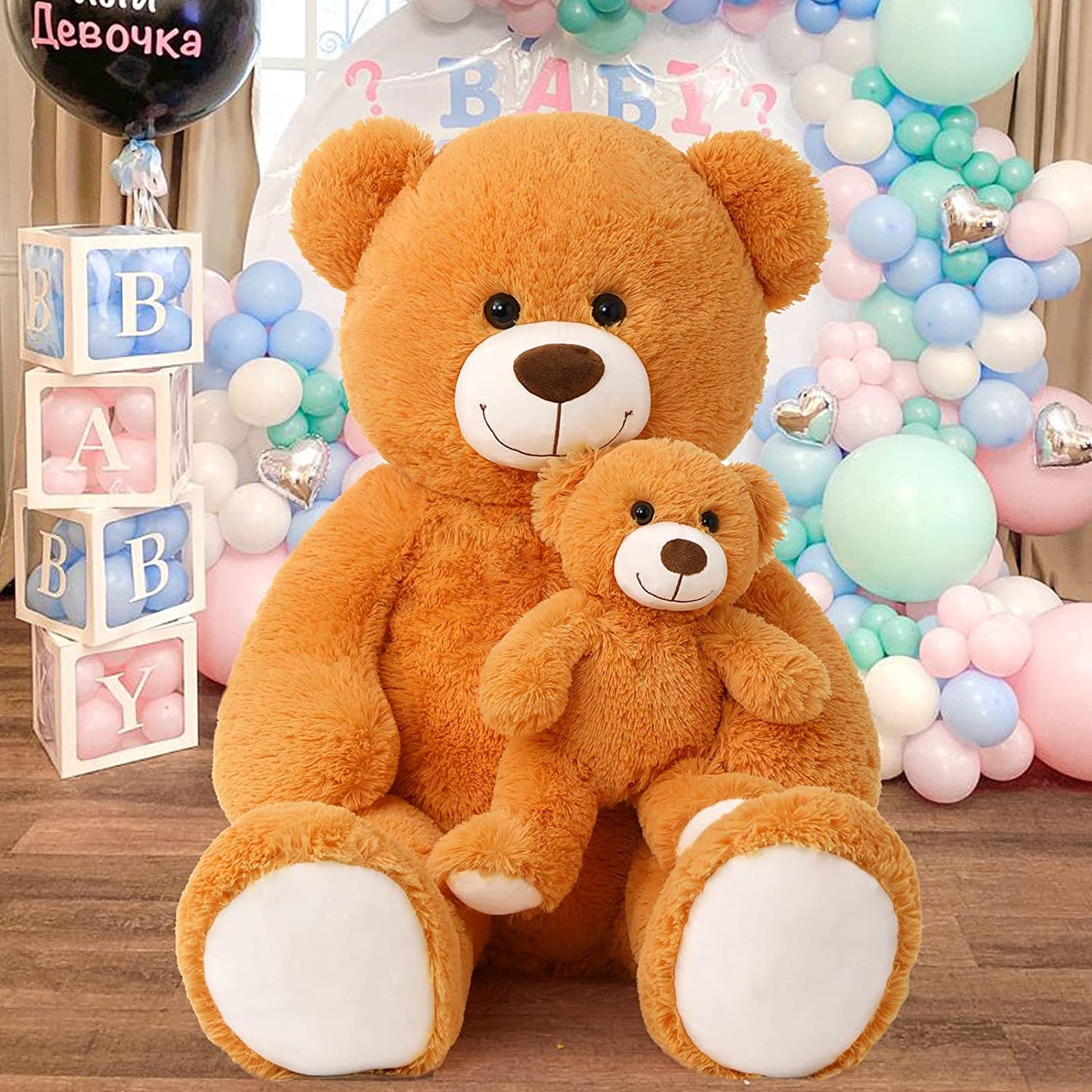 Orange Teddy Bear Plush Toys - Happy Smiling Face Pluffy Teddy Bear - Giant Teddy Bear Stuffed Animals - Teddy Bear Theme Baby Shower - Cute Teddy Bear Plush Dolls - Valentine's Day Teddy Bears&Gifts - Anniversary Gift for Wife/Husband - Vday Gift for Girlfriend/Boyfriend - Stuffed Animal Bear Babies with Their Mom