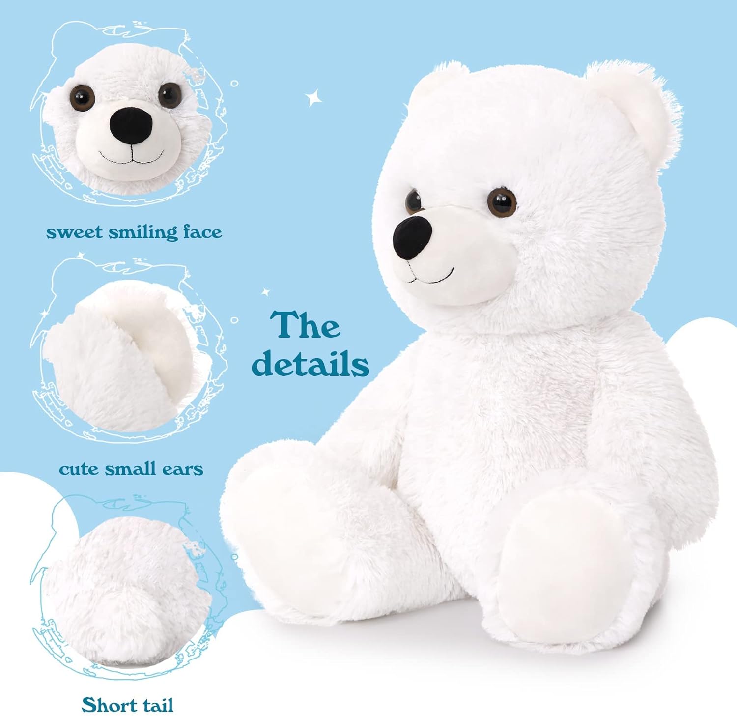 Teddy Bear Stuffed Toy, Light Brown/White, 18 Inches