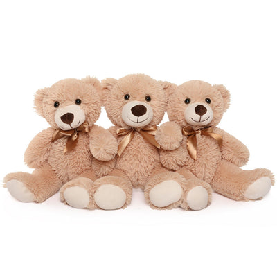 3-Pack Teddy Bears, Light Brown, 13.8 Inches - MorisMos Stuffed Animal Toys