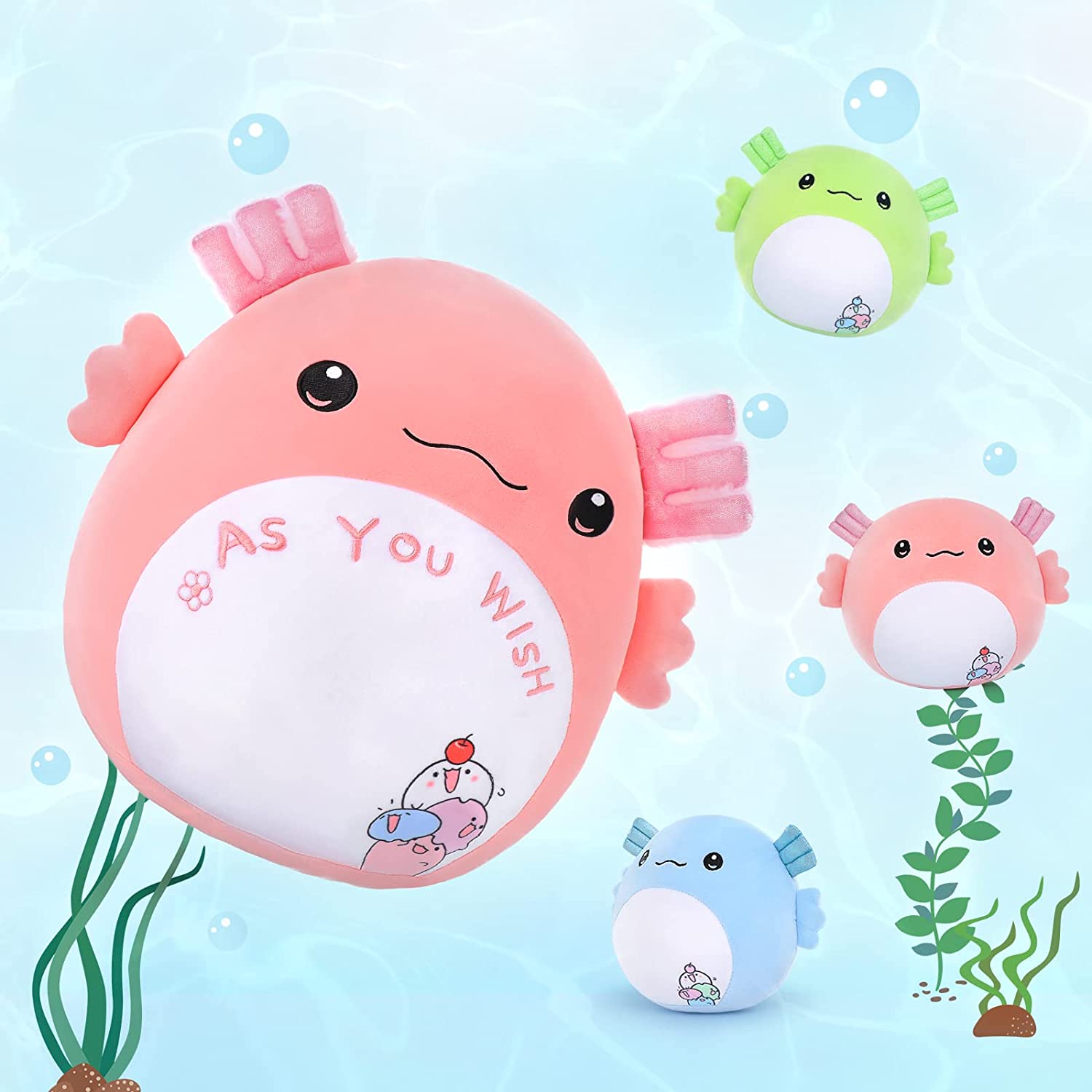 Axolotl-Plüschtier mit drei Axolotl-Babys, 16 Zoll