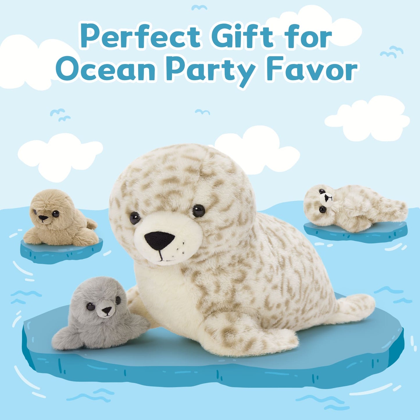 Seal Stuffed Animals Seal Baby Plush Toys, 20 Inches - MorisMos Plush Toys - Baby Stuffed Animals with Their Moms
