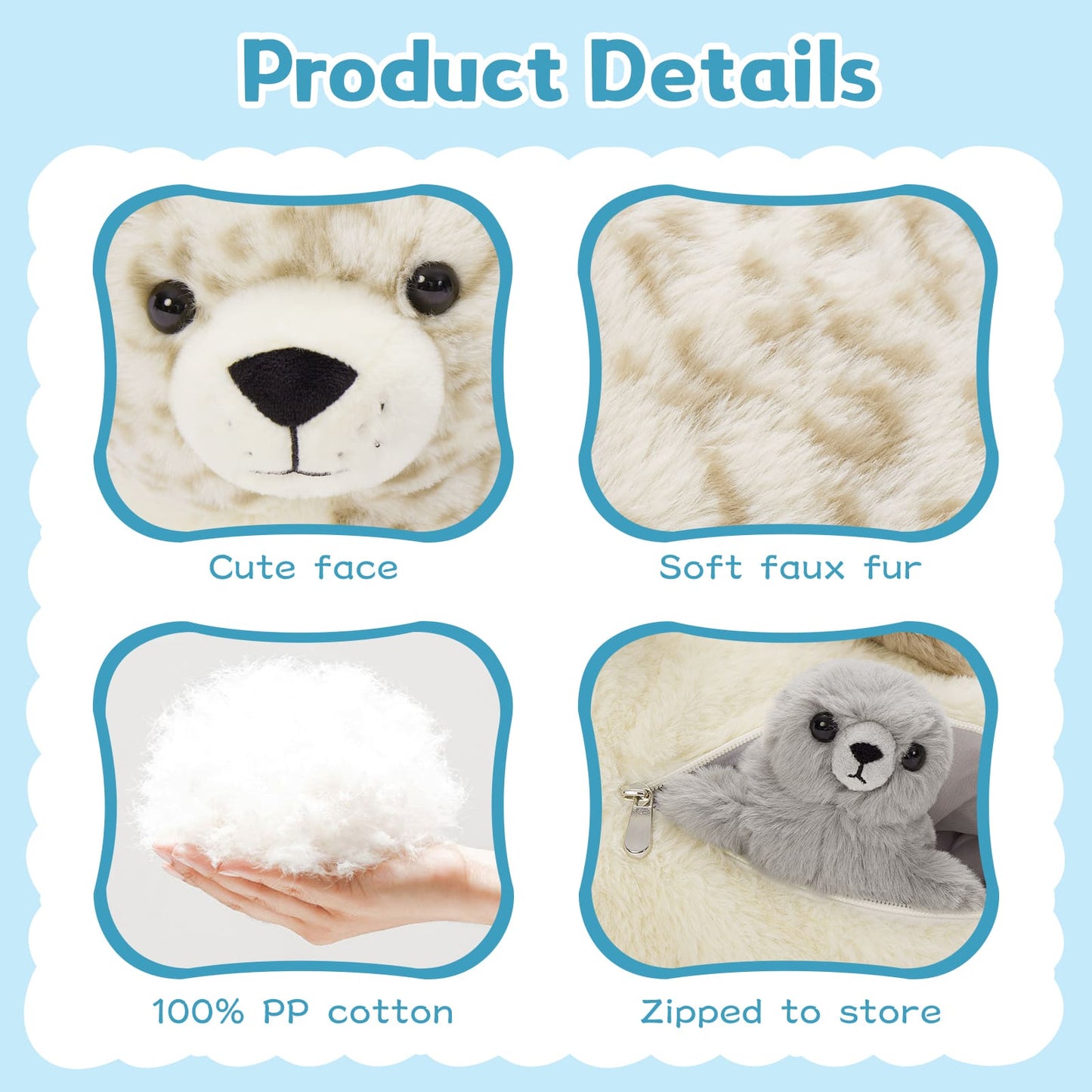 Seal Stuffed Animals Seal Baby Plush Toys, 20 Inches - MorisMos Plush Toys - Baby Stuffed Animals with Their Moms