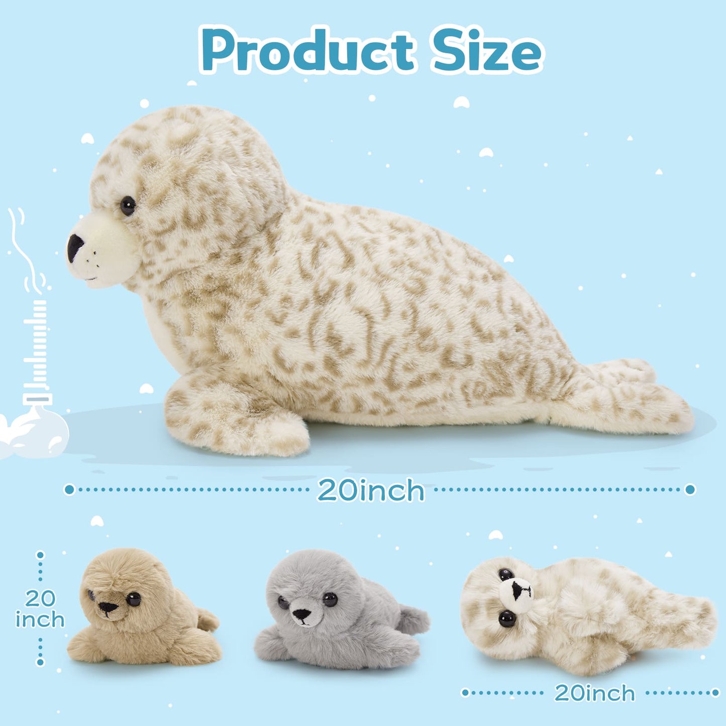 Seal Stuffed Animals Seal Baby Plush Toys, 20 Inches - MorisMos Plush Toys - Baby Stuffed Animals with Their Moms