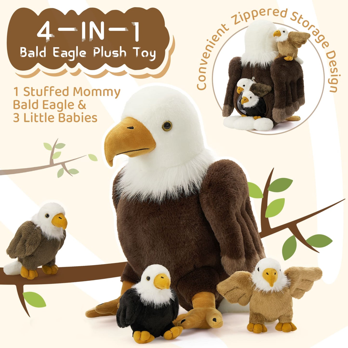 Bald Eagle Stuffed Animals Eagle Plush Toys, 18 Inches