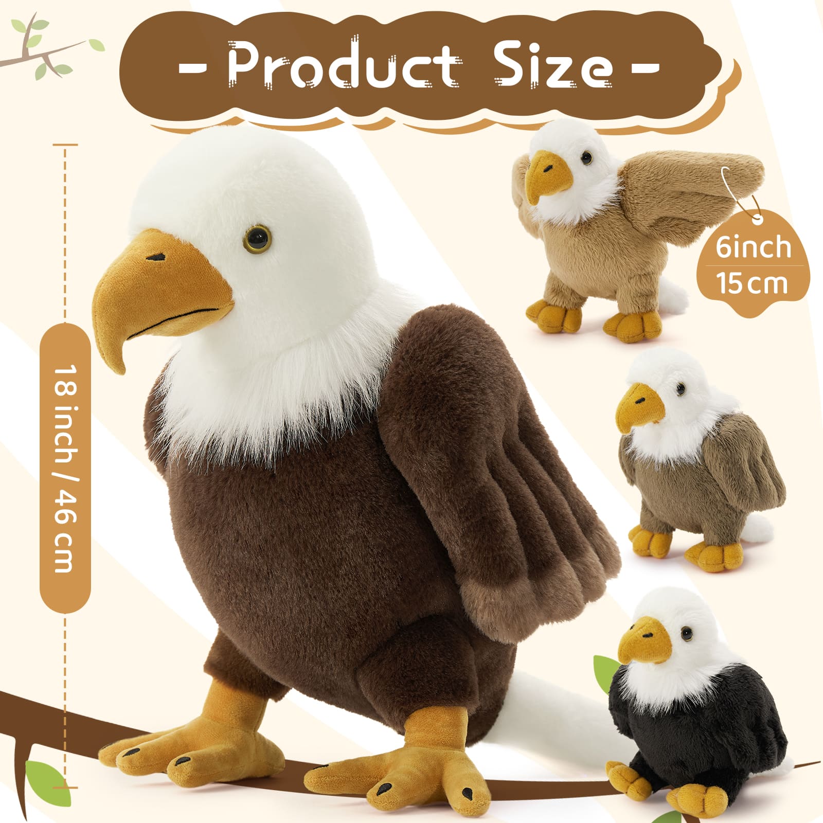 Bald Eagle Stuffed Animals Eagle Plush Toys, 18 Inches