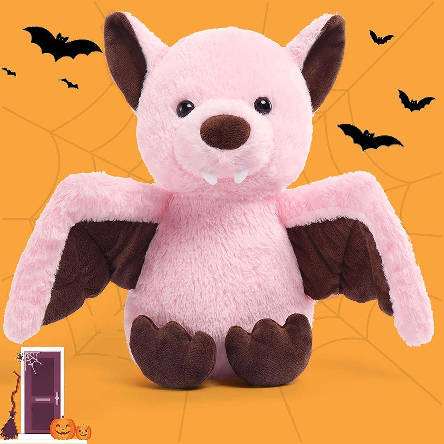 Bat Stuffed Animal Toy, Blue/Pink/Grey, 14 Inches
