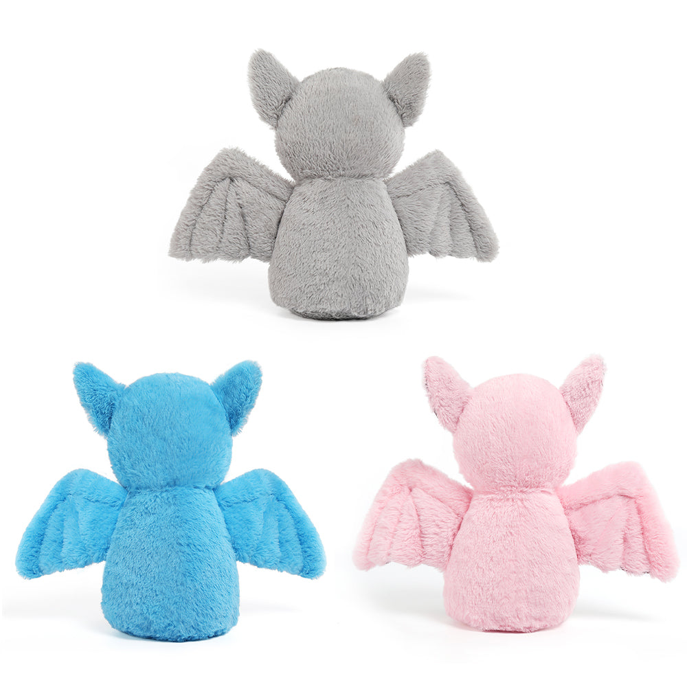 Jouet en peluche chauve-souris, bleu/rose/gris, 14 pouces