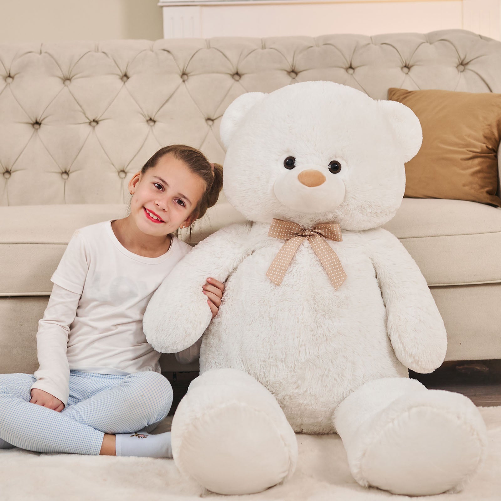 Ours en peluche géant, crème, 47 pouces