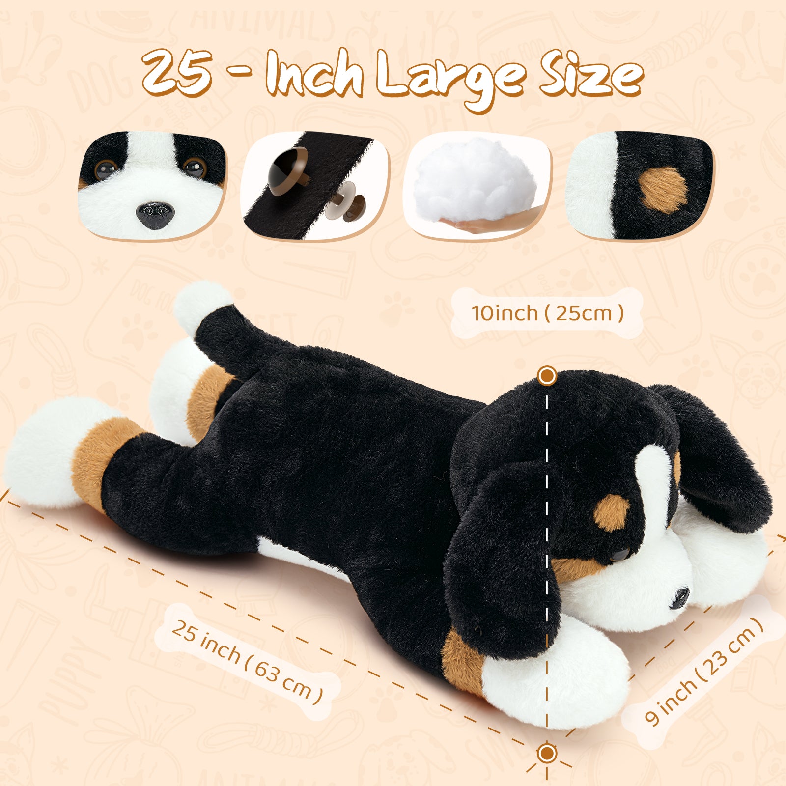 Bernese Stuffed Animals Dog Plush Toy, 25 Inches