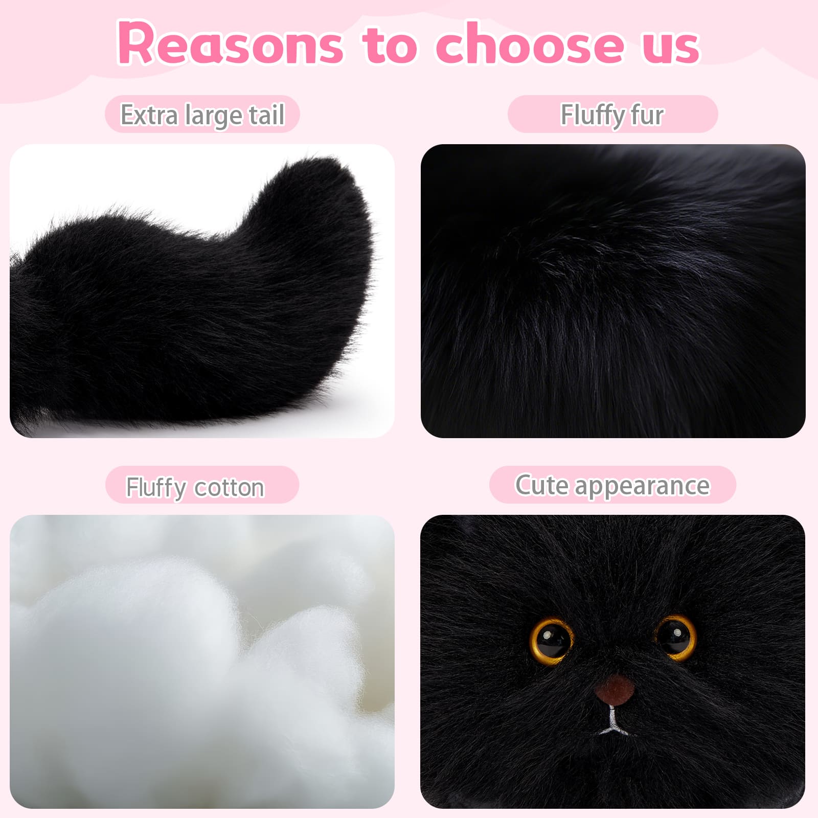 Furry Tail Dog Plush Toy Stuffed Cat Toys, 24 Inches