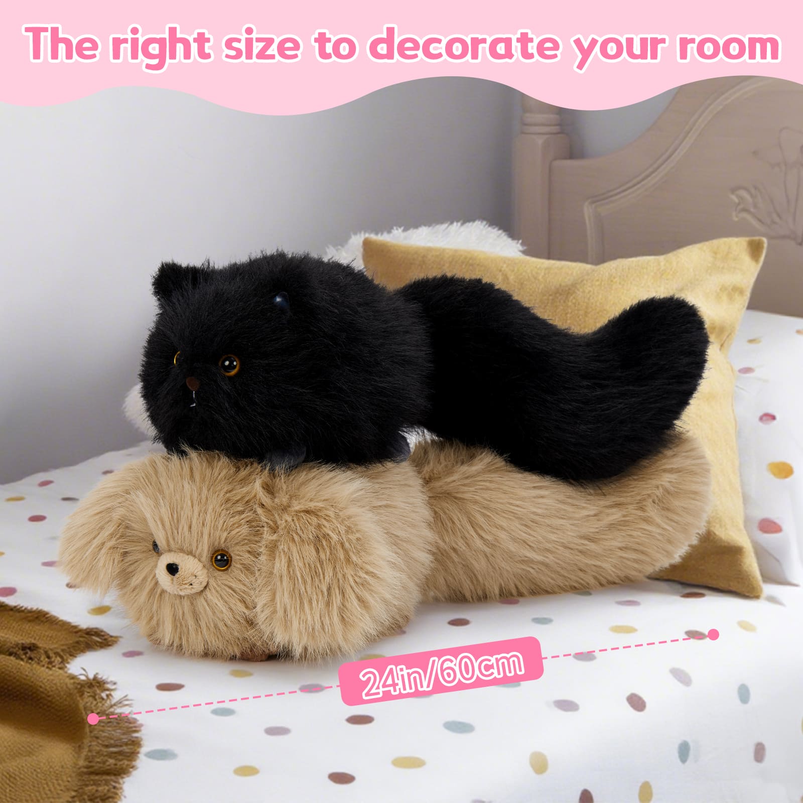 Furry Tail Dog Plush Toy Stuffed Cat Toys, 24 Inches