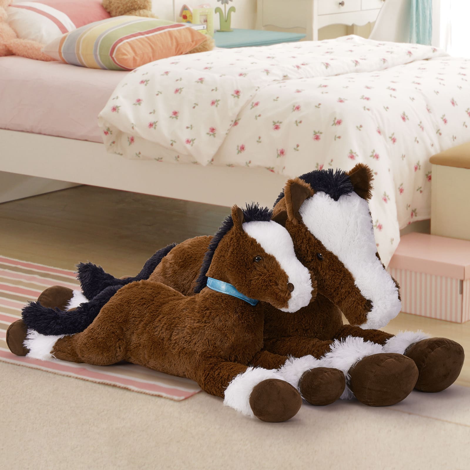 Giant Horse Plush Toy, Grey/Brown/Dark Brown/Coffee, 35/47 Inches