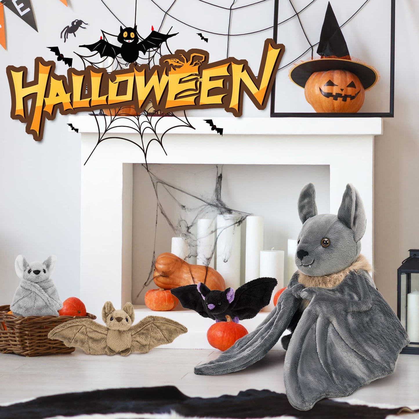 Lifelike Bat Stuffed Animals - Halloween Theme Plush Toys - Bat Stuffed Animals with Babies in the Belly - Stuffed Animal Bat Babies with Their Mom - Halloween Gift Ideas for Girls Boys