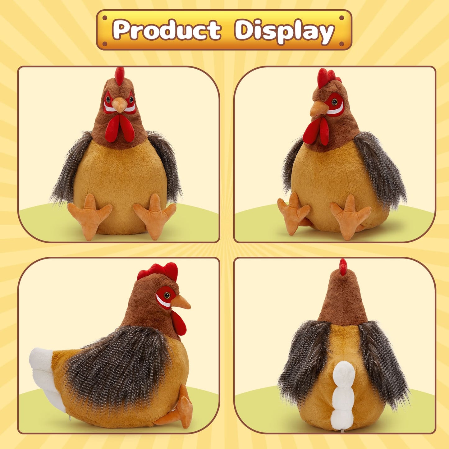 Big Rooster Stuffed Animals Chicken Plush Toy, 26.6 Inches - Realistic Chicken Stuffed Animals - Cute Chicken Plush Toys - Cartoon Chicken Plush Pillows - Free Shipping