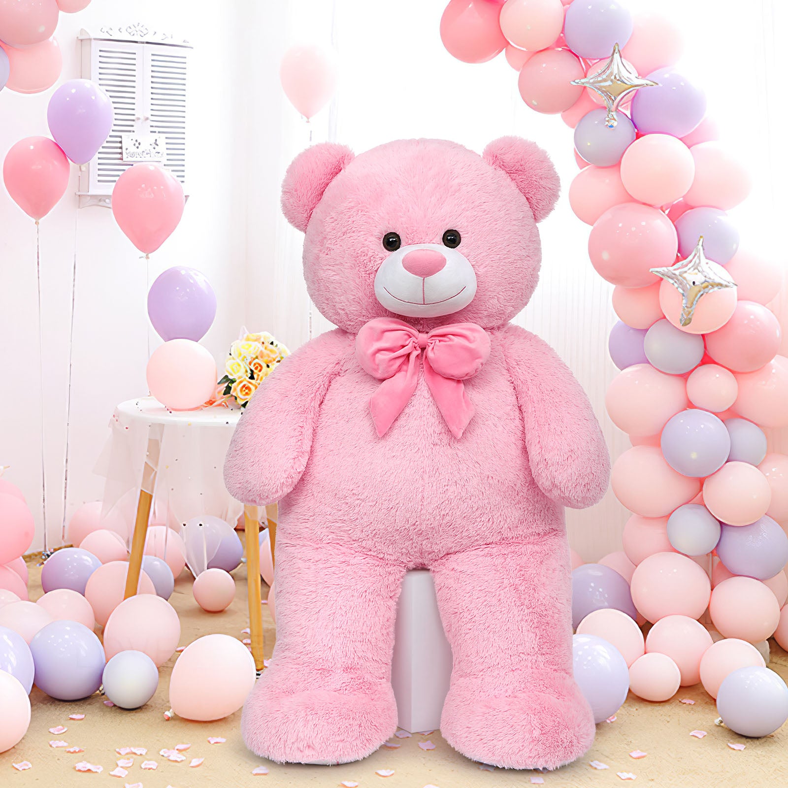 Big Teddy Bear Plush Toy, Beige/Pink/Brown/Blue, 47/59 Inches