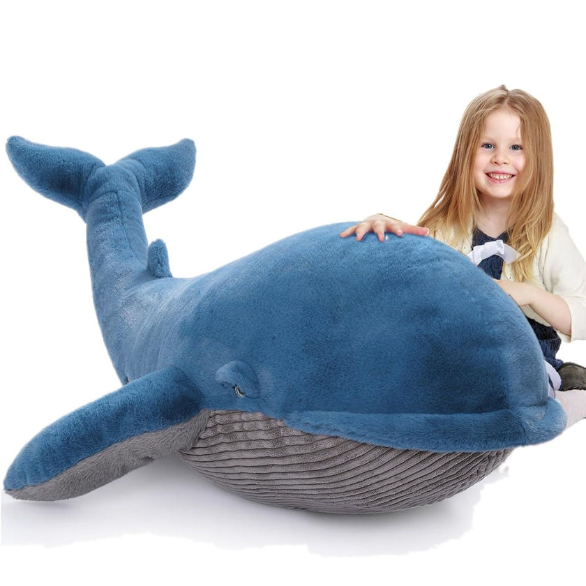 Big Whale Stuffed Animal, Navy Blue, 47 Inches