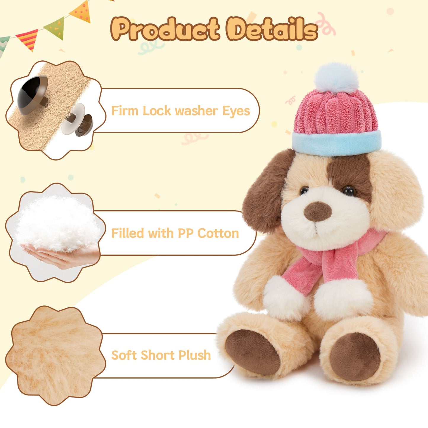 6 Pcs Birthday Dog Plush Toy Assortment - Kawaii Puppy Plush Toys - Birthday Party Favors - Birthday Gift Ideas for Friends - Birthday Party Decor - Birthday Centerpiece Decor