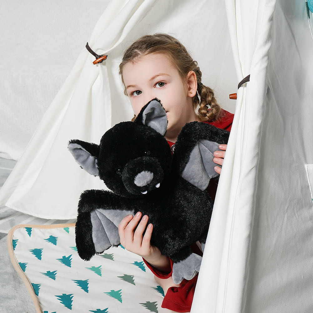 Bat Stuffed Animal Toy, Blue/Pink/Grey, 14 Inches