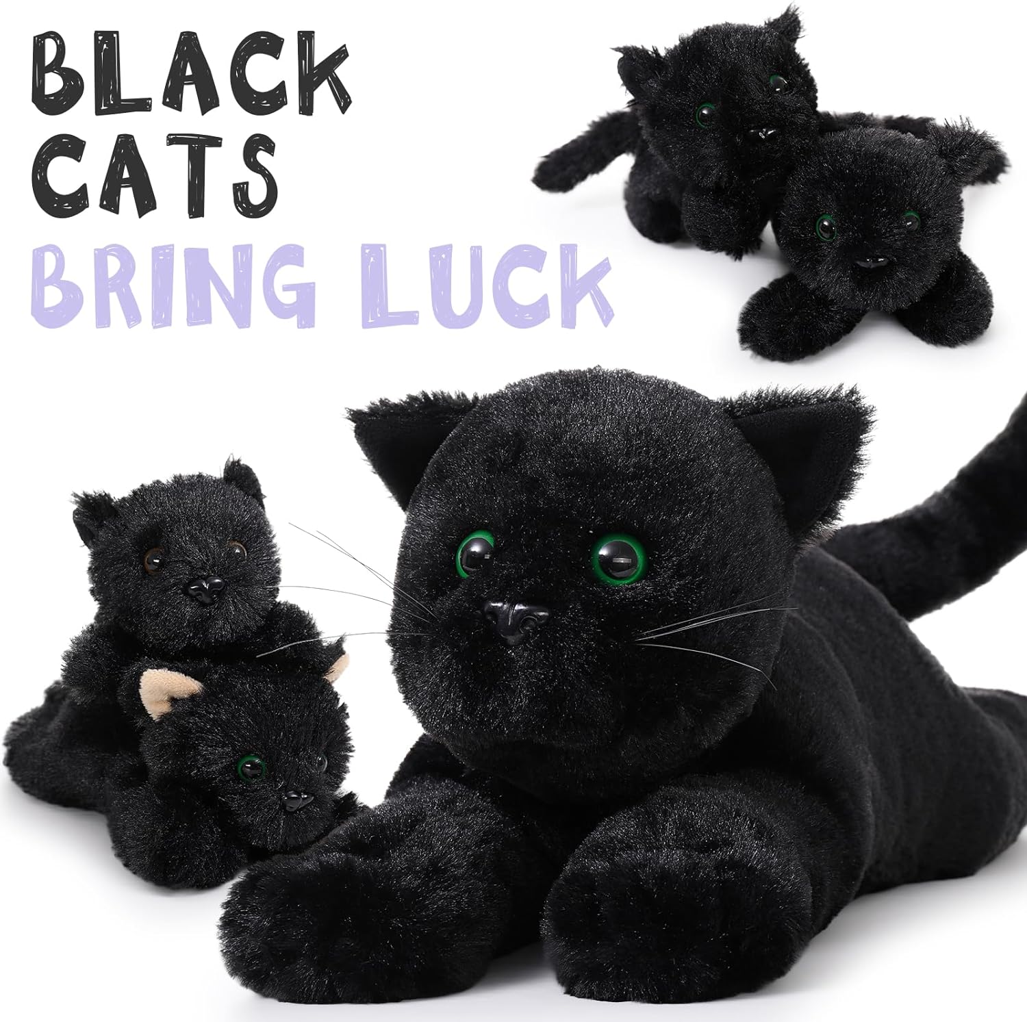 Ensemble de jouets en peluche chat noir, 20,4 pouces