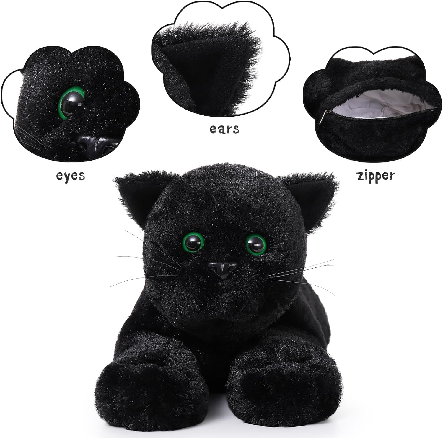 Ensemble de jouets en peluche chat noir, 20,4 pouces