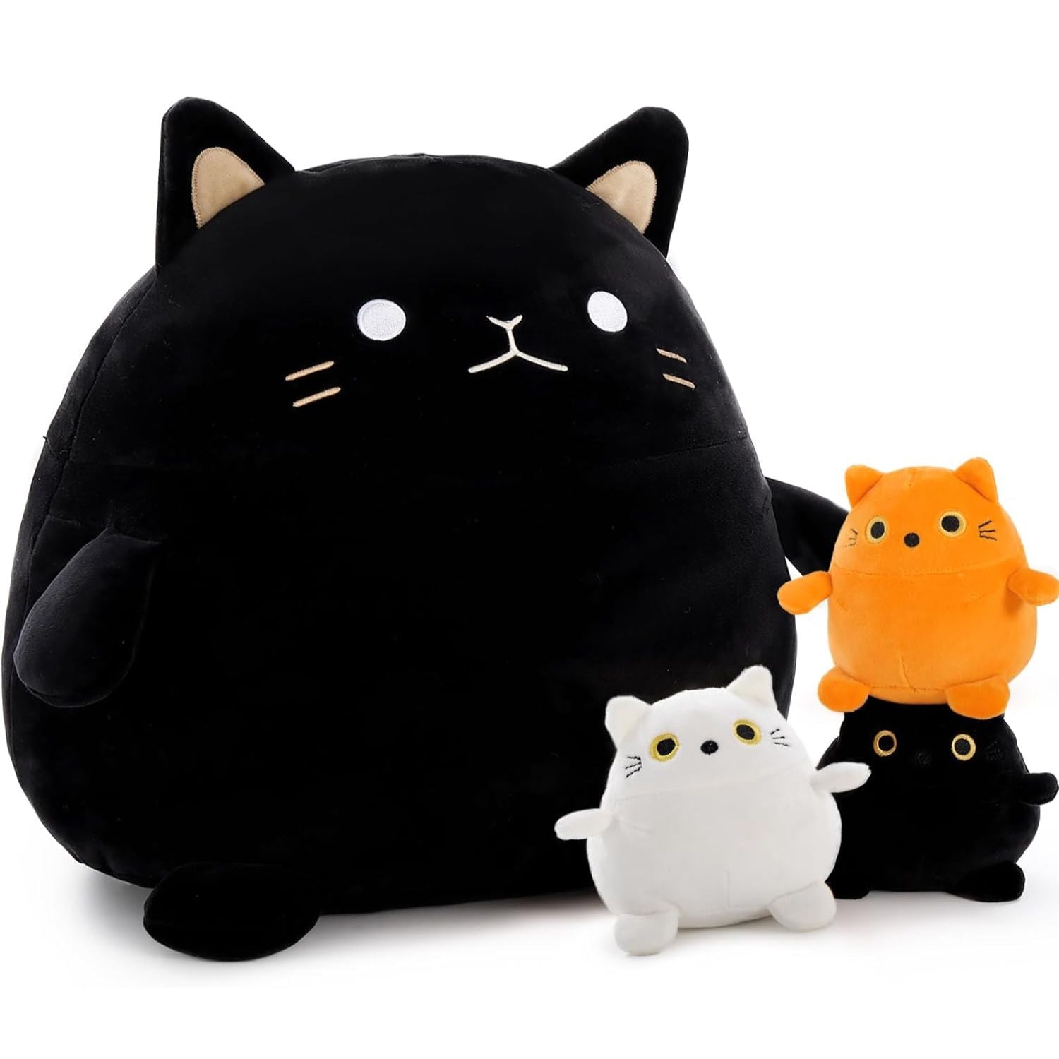 Black Chubby Cat Plush Toys, 15.75 Inches