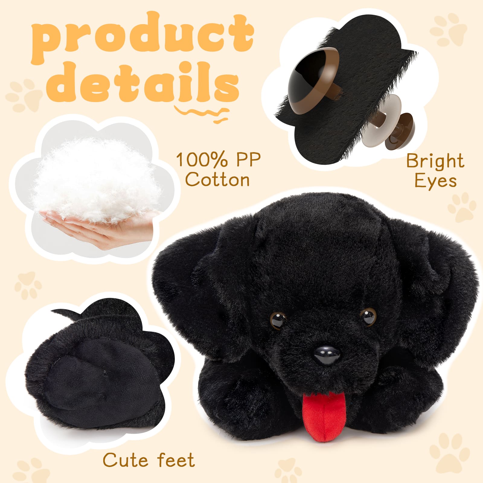 Black Labrador Stuffed Animals Dog Plush Toys, 20.87 Inches