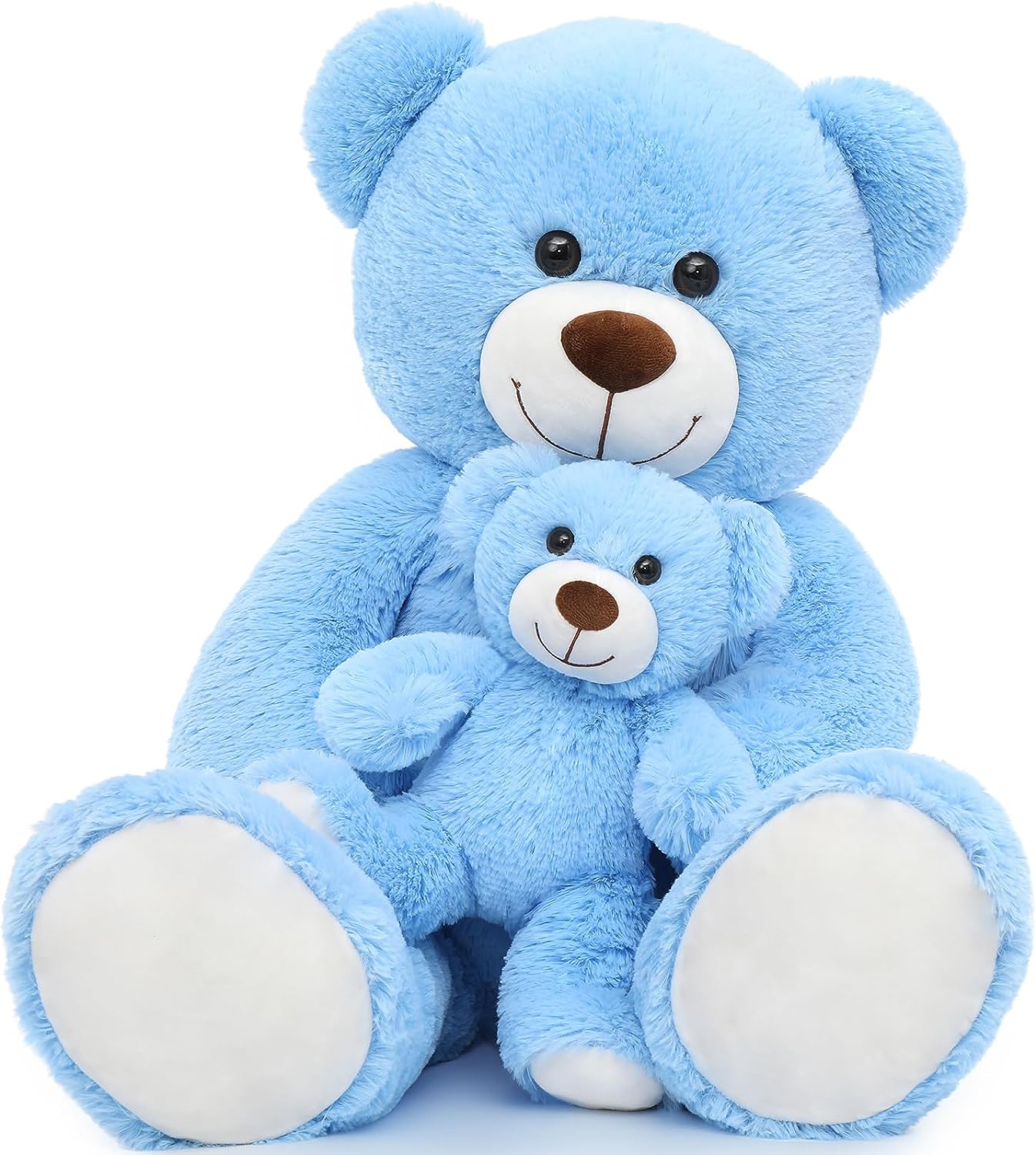 Blue Teddy Bear Plush Toys - Happy Smiling Face Pluffy Teddy Bear - 39-inch Teddy Bear Stuffed Animals - Teddy Bear Theme Baby Shower - Cute Teddy Bear Plush Dolls - Valentine's Day Teddy Bears&Gifts - Anniversary Gift for Wife/Husband - Vday Gift for Girlfriend/Boyfriend - Stuffed Animal Bear Babies with Their Mom