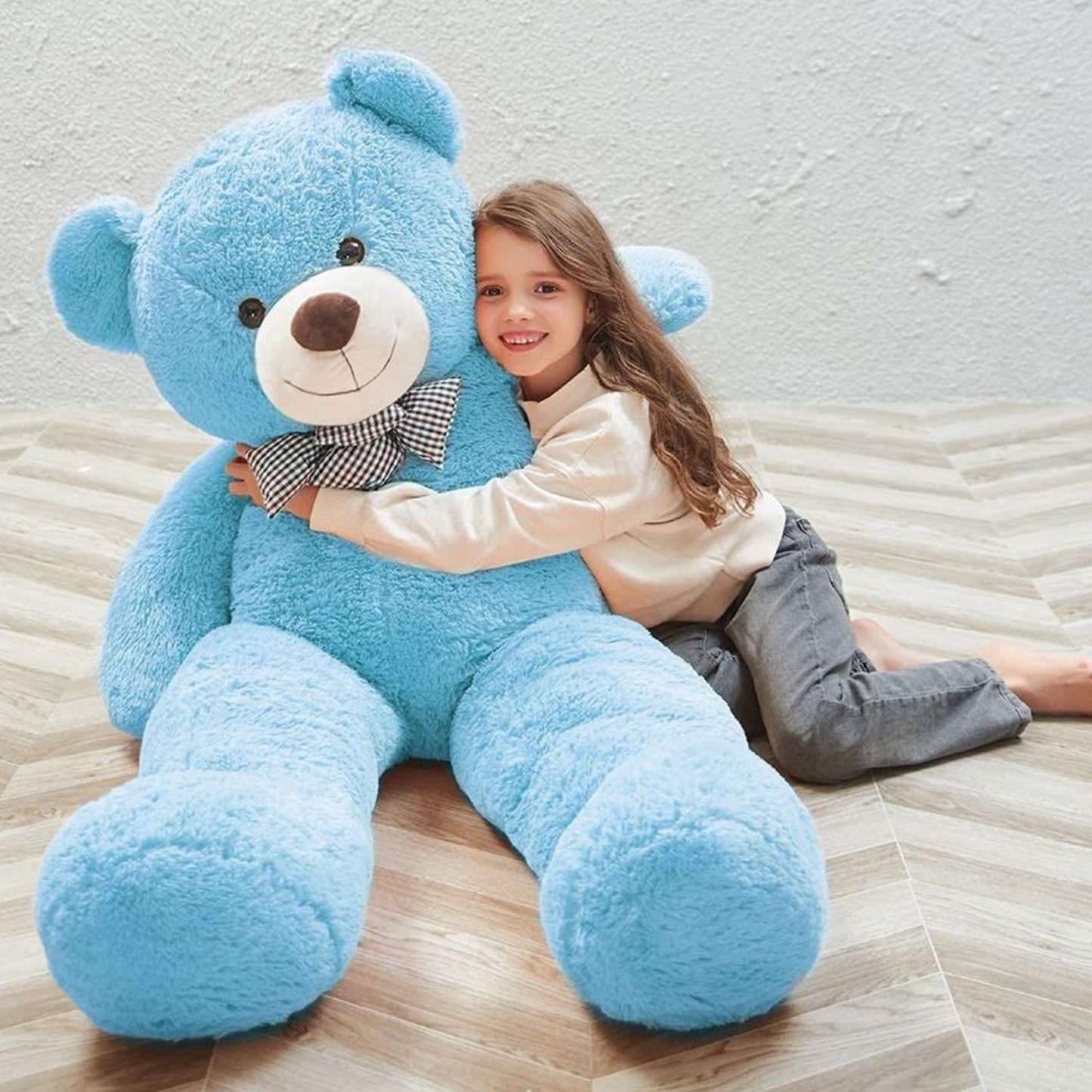 Huge Blue Teddy Bear Plush Toys - Blue Teddy Bear Stuffed Animals - Massive Valentine's Day Teddy Bears&Gifts - Soft Cuddly Smiling Face Big Teddy Bear Plush Gift for Girlfriend/Boyfriend - Teddy Bear Plush Dolls for Birthday/Baby Shower/Christmas