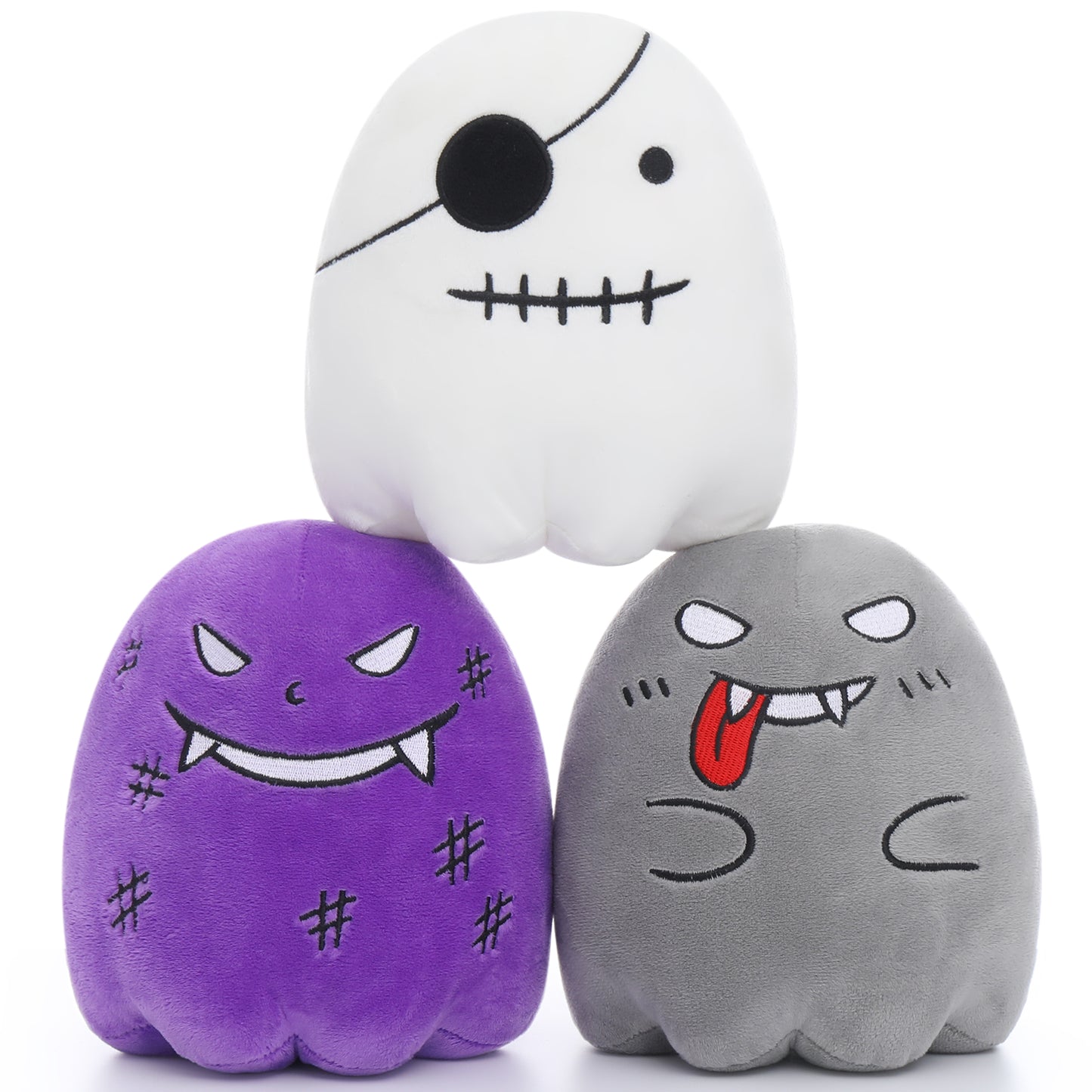 Three Cute Ghost Plush Toys, 6.7 Inches