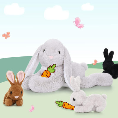 Bunny Stuffed Animal Toy Set, Grey, 24 Inches