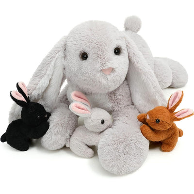 Bunny Stuffed Animal Toy Set, Grey, 24 Inches
