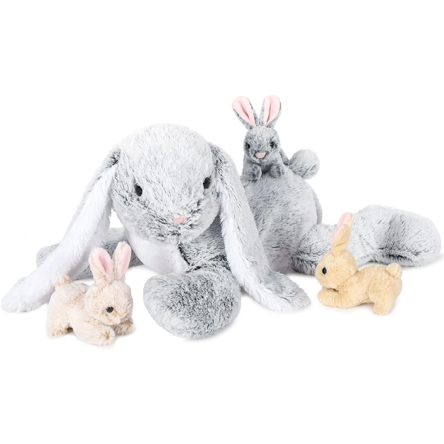 Ensemble de jouets en peluche lapin, gris, 24 pouces