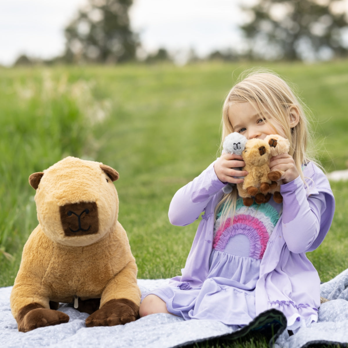 Capybara with Three Baby Plush Toys, 20 Inches